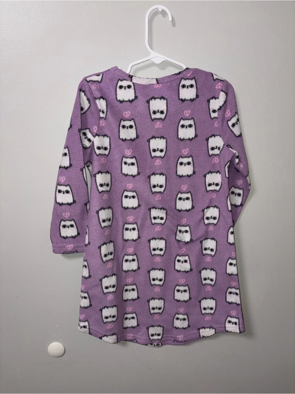Skyline Apparel Jammie Time Purple Fleece Cat Print Nightgown Girls XS 4/5